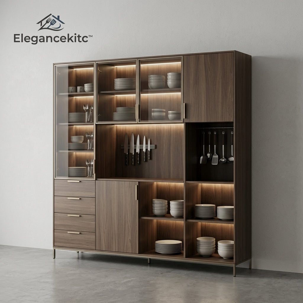 Elegancekitc™ LumaServe Dish Storage Cabinet